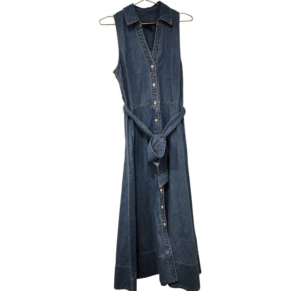 Veronica Beard button front denim shirt midi dress size 4 - Picture 2 of 6
